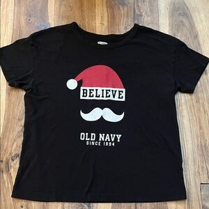 Old Navy Black Tee with Santa Design